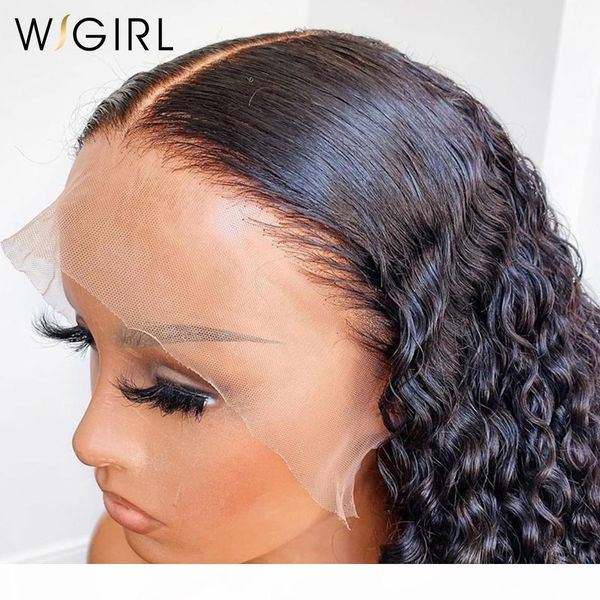 

brazilian remy afro kinky curly lace front human hair wigs short deep wave frontal wig for black women