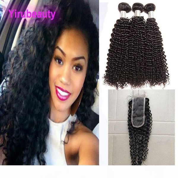 

brazilian human hair mink 9a kinky curly 3 bundles with 2x6 lace closure middle part hair extensions with 2*6 lace closure with baby hair, Black;brown