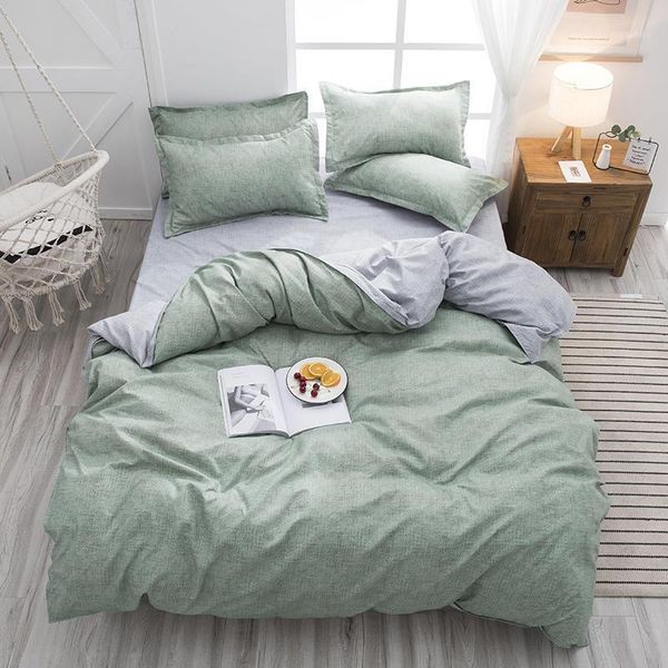 

home textile classical solid double sided bed linings concise style bedding set quilt cover pillowcase cover bed 3-4pcs/set1