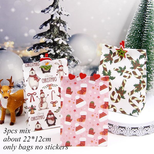 

1set mix types deer snowflakes candy gift bags with stickers merry christmas guests packaging boxes christmas party gift decor bbyqmm