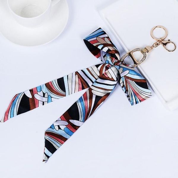 

2019 fashion silk scarves korean style fashion bowknot key chain women bag charm pendant keyrings holder ch975 h jllike