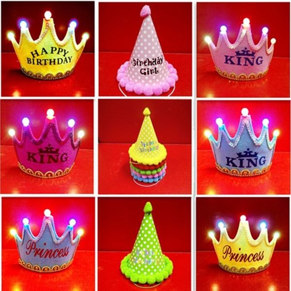 

eceu8 one-year-old children's luminous crown party baby's one-year-old creative children's gift luminous crown party hat gift
