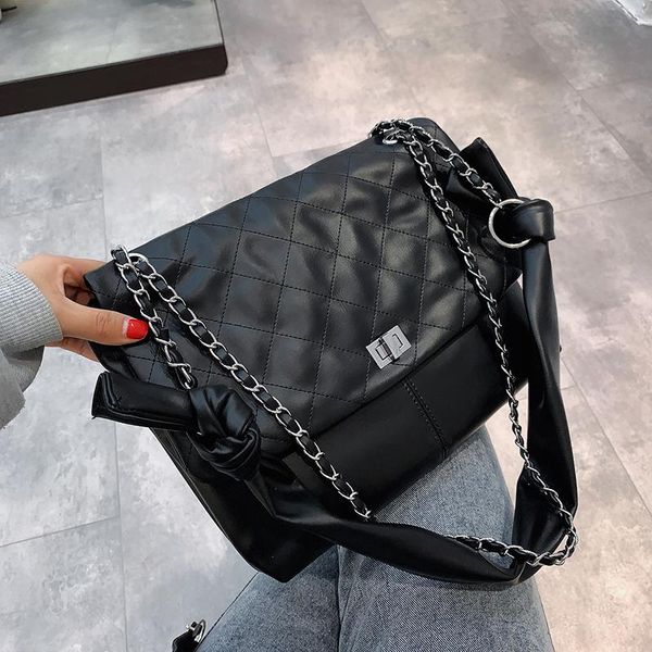 

2021 capacity pu leather crossbody bags 2021 winter trending shoulder handbags luxury chain korean hand bag