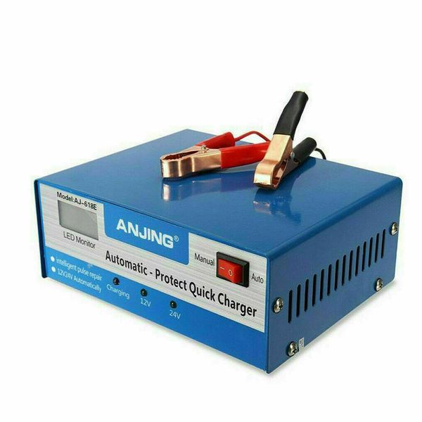 

12v car battery 250v charger full automatic intelligent 24v 200ah lead acid pulse repair starter us l2i7t
