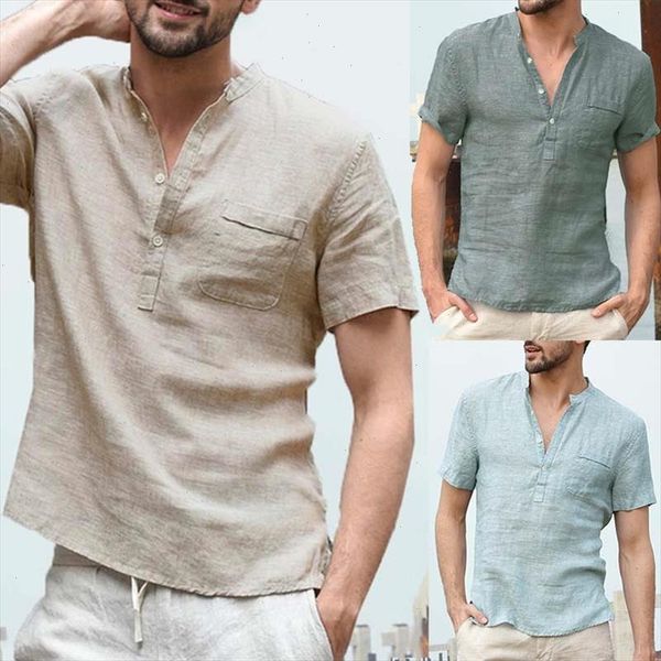 

men plus size linen short sleeve shirts casual solid tunic buttoned split male summer tee pullover 3xl, White;black