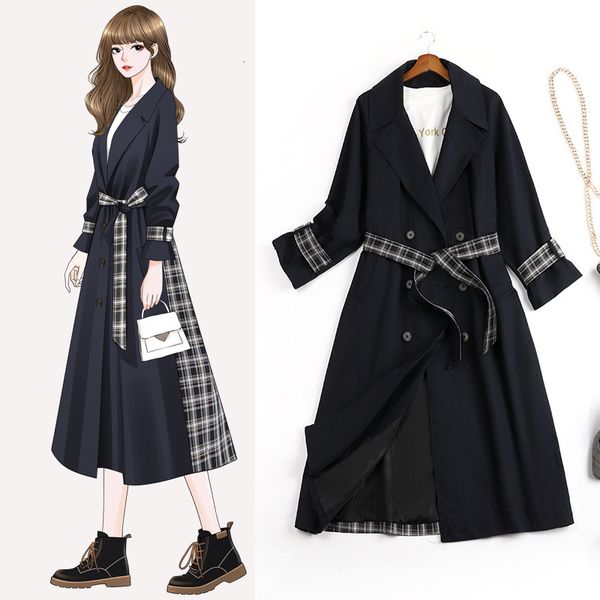 

little large size early autumn new fashion style female jacket long 8989 trench tlmi, Tan;black