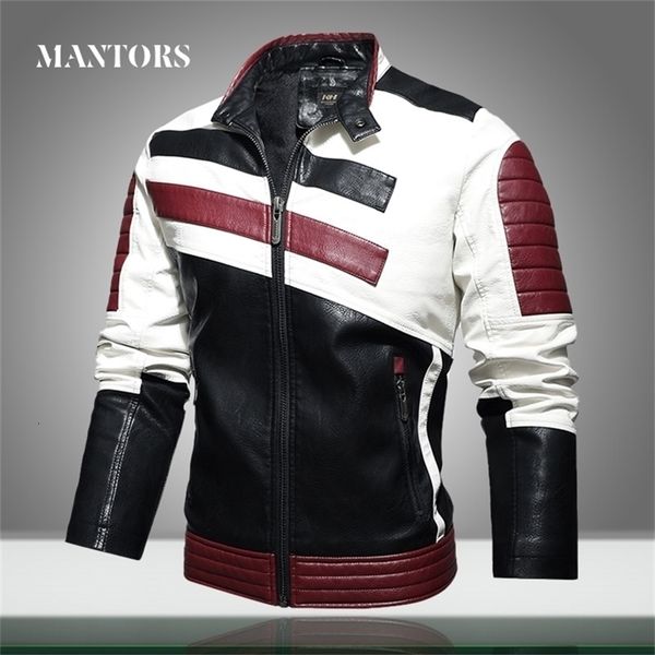 

mens leather jackets motorcycle stand collar zipper new male pu coats biker street faux leather fleece bomber jacket outerwear lj201215, Black;brown