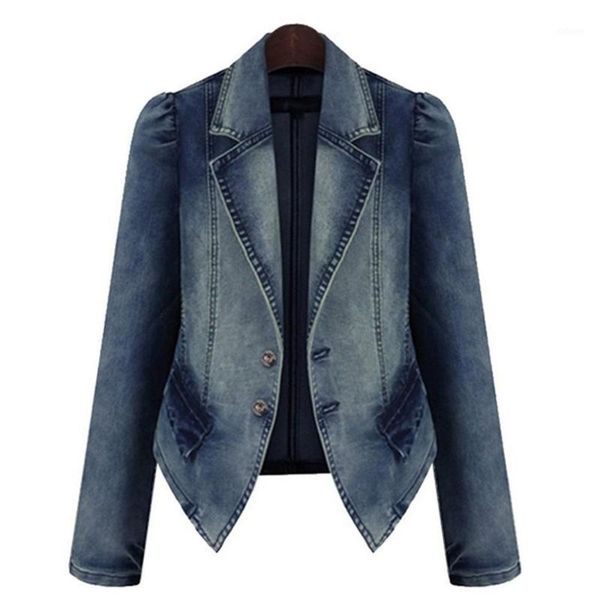 

2020 ladies plus size fashion lapel women casual denim zipper vintage jeans jacket long sleeve winter coats1, Black;brown