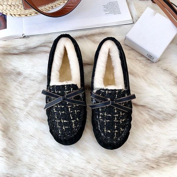 

cotton fabric winter fur integrated lady snow boots women short tube ribbon shoes plus size velvet beanie cotton, Black