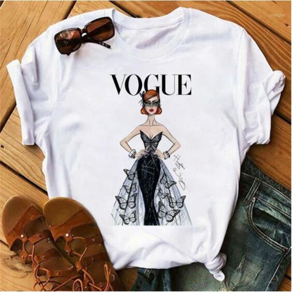 

vogue female friends princess printed t-shirts harajuku fashion women t-shirt1, White
