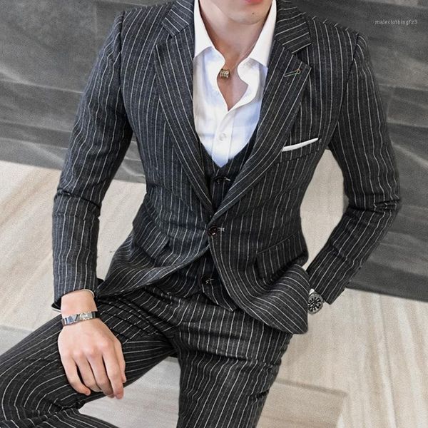 

men's suits & blazers yushu men business formal male classic stripe design groom tuxedos slim fit wedding prom suit for costume1, White;black