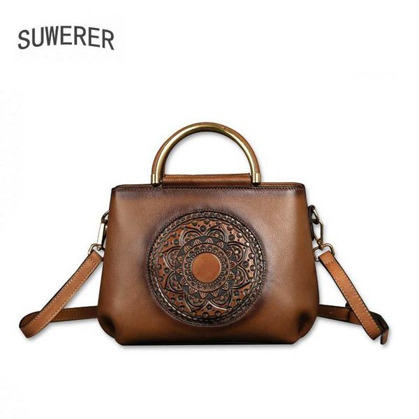 

suwerer 2020 new real cowhide fashion luxury handbags women genuine leather bag women leather bag tote embossed