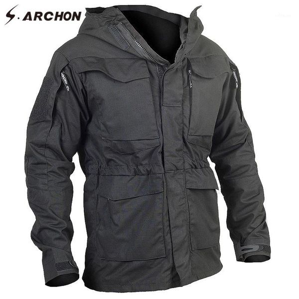 

s.archon new m65 waterproof pilot jackets men windbreaker camouflage tactical field jacket male hooded pocket army coat1, Black;brown