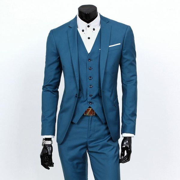 

men's slim-fit formal 3-piece suit, consisting of jacket, vest and pants. elegant, available in a variety of plain colors s 3xl1, White;black