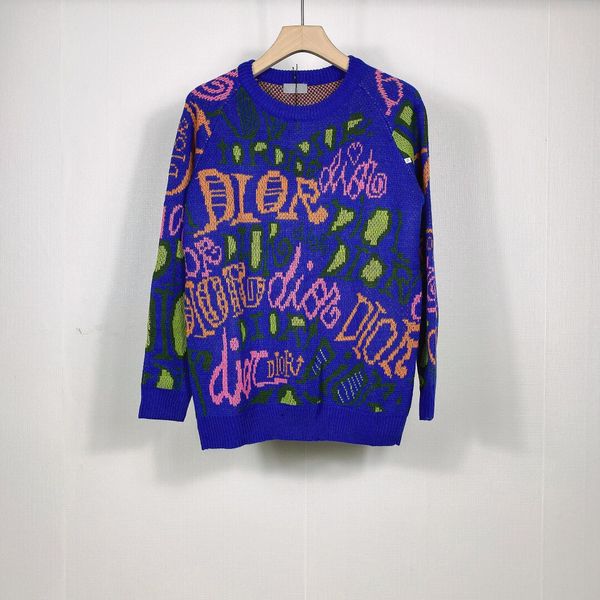 

new aop jacquard letter knitted sweater in autumn winter 2020 custom jacquard knitting machine enlarged detail crew neck cotton 008