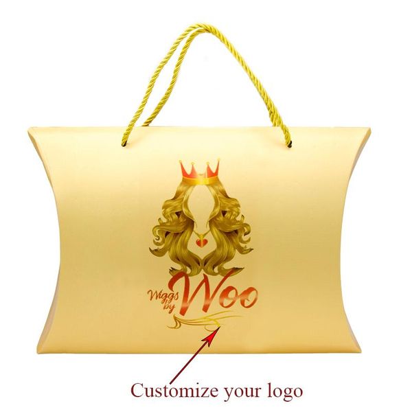 

logo custom hair bundle packing box gift packaging carton holiday wedding dragees pillow box