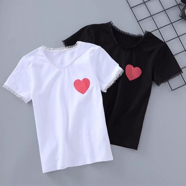 

summer new women's coat fashion temperament red love slim short sleeve summer new women's coat t-shirt fashion temperament red lov, White