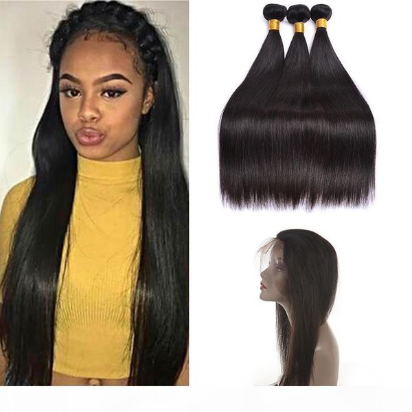 

8a peruvian straight 360 lace band frontal closures with baby hair 360 lace frontal with 360 lace band, Black;brown