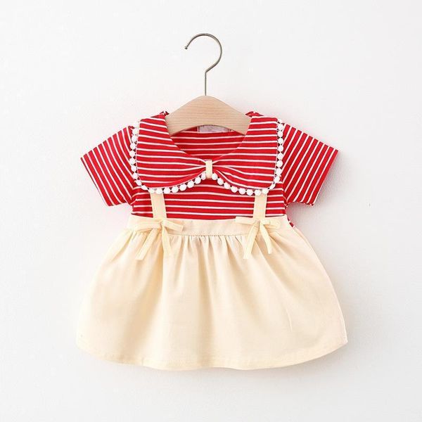 

2021 summer girls short sleeve dress princess dress girl1, Red;yellow