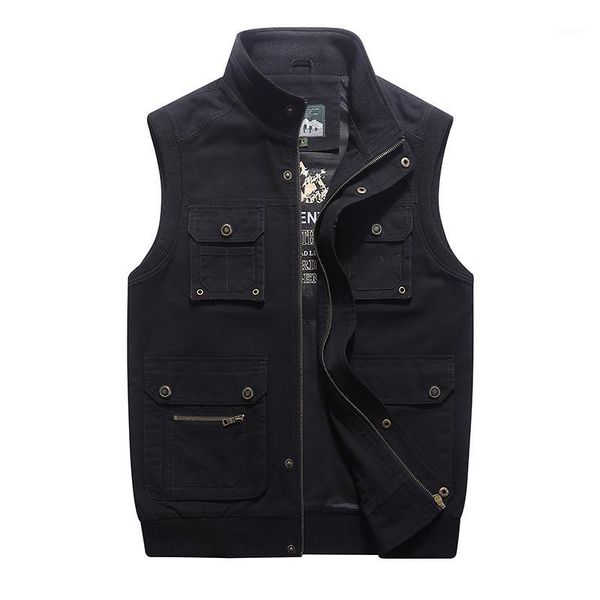 

vest men tactical vest multi-pockets pure cotton plus size 7xl 8xl double-sides wear waistcoat1, Black;white