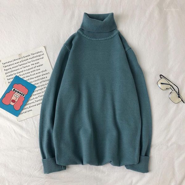 

men's sweaters autumn men turtleneck sweater warm vintage high collar knitted green male long sleeve pullover casual knitwear1, White;black