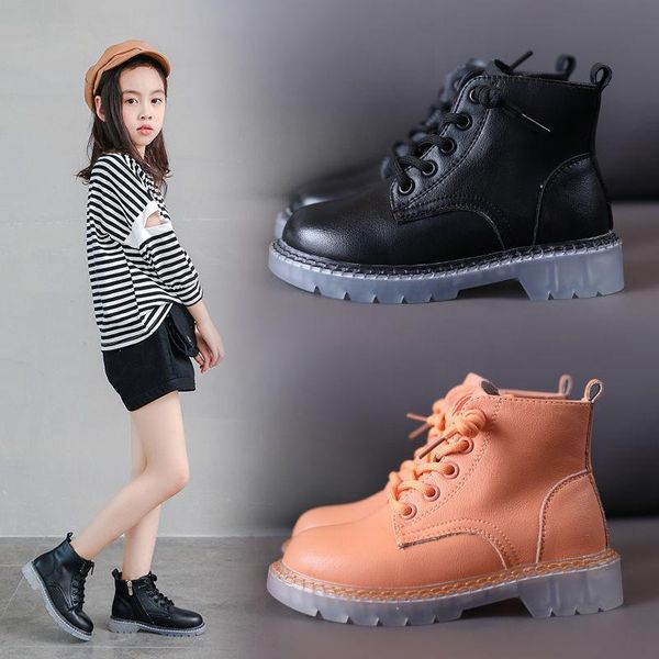 

boots wholesale children casual shoes autumn winter boys fashion leather soft girls 26-36, Black;grey