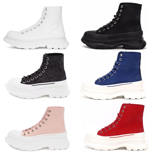 

2021 fashion tread slick canvas sneaker women designer high low triple black royal red pink white womens lace up oversized shoes sneakers