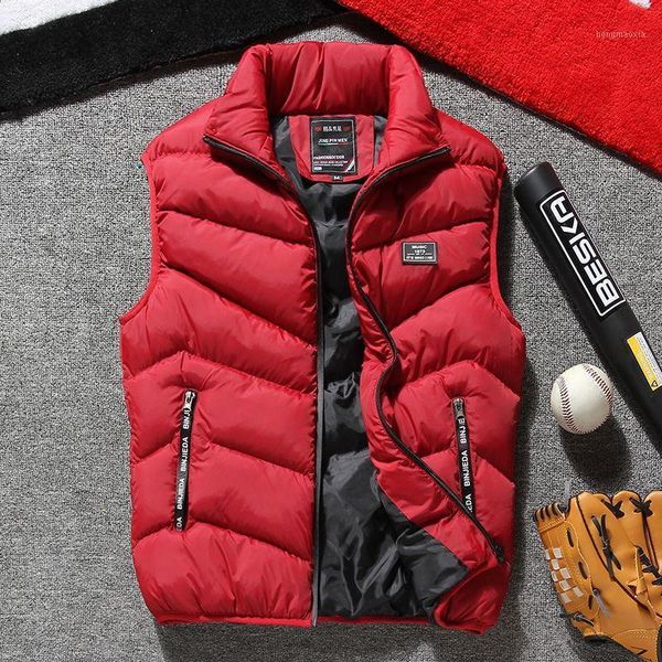 

2020 new winter casual vest men thicken warm cotton-padded hooded solid color big pockets waistcoat plus size 4xl1, Black;white