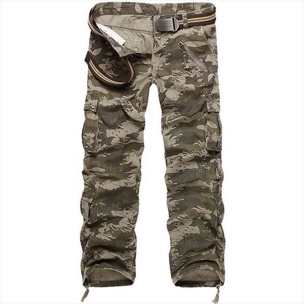 

brand cargo pants men military straight trousers mens casual cotton camouflage multi-pocket long pants camo washed trouers, Black