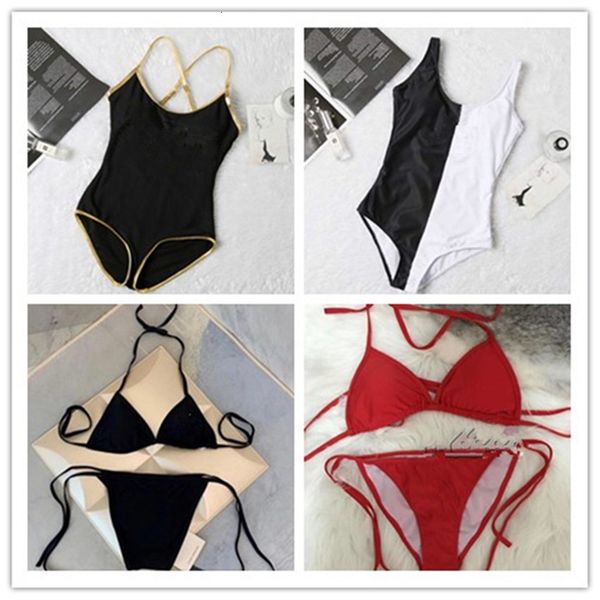 

women summer bathing suit swimwear bikini 2 piece set summer clothing panelled padded bra swim trunks jumpsuit beach swimsuit 3369, Black;gray