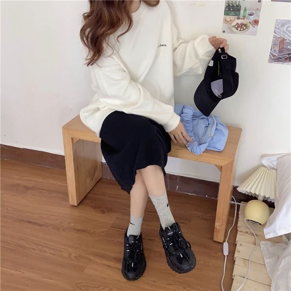 

nmiza autumn 2020 for vestnew loose lazy style large women couple sleeve popular long wear vests vest version ins fashion c1212 bqdv8, Black