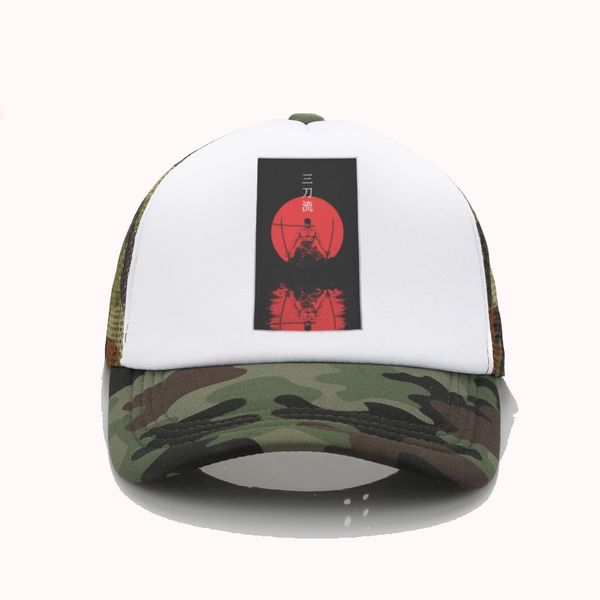 

zoro logo mesh baseball cap one piece anime trucker hats snapback stylish kpop adjustable peaked hat for men women, Blue;gray
