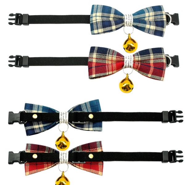 

cute plaid bow tie cat collar with bell breakaway small dog puppy kitten collars adjustable safety pet accessories for c wmtgfv