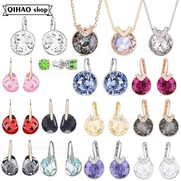 

fashion jewelry swa exquisite simple pea teardrop crystal charm women's pendant necklace chains, Silver