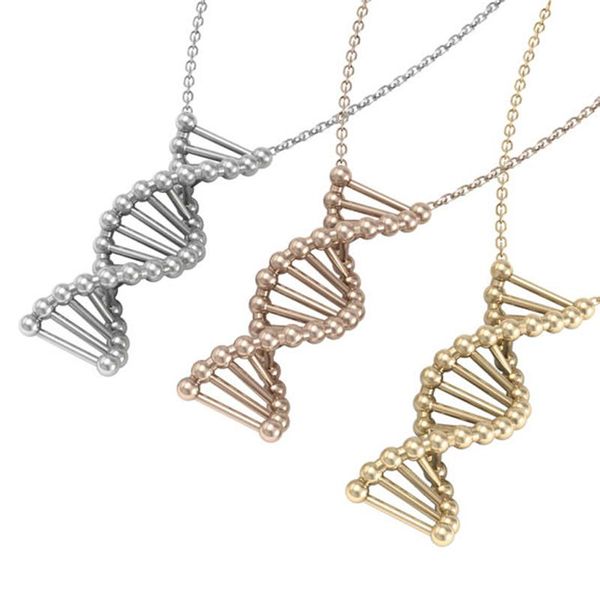 chains dna necklace, jewelry, science biology pendant, charm, molecule necklace, Silver