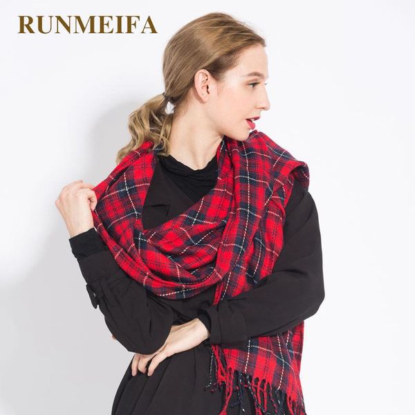 

2019 new winter warm scarf women plaid thicken blanket shawls and wraps wool pashmina long tassels cashmere foulard femme wmthsz bdesybag, Blue;gray