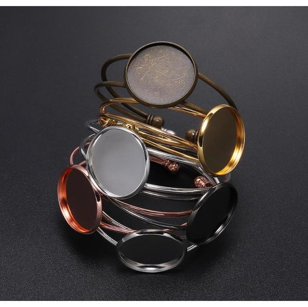 

18 20 25mm gold bangle cabochon base cuff bracelet blank tray bezels setting cabochon supplies for jewelry making finding f sqcyhf, Black