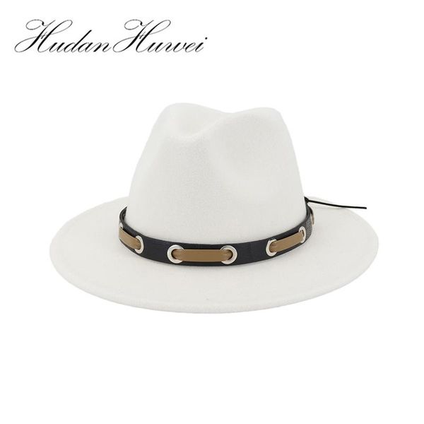 

модные мужчины женщины wool felt джаз fedora шляпы панама trilby партии формальная top hat черный, белый и желтый с пояса decor 60 cm, Blue;gray