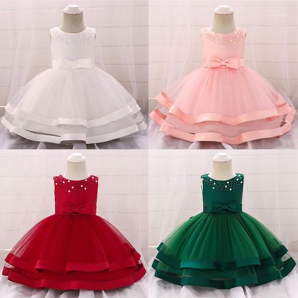 

tutu dress baby girl elegant dress hundred day bow embroidered beaded princess children's clothing birthday party1, Red;yellow