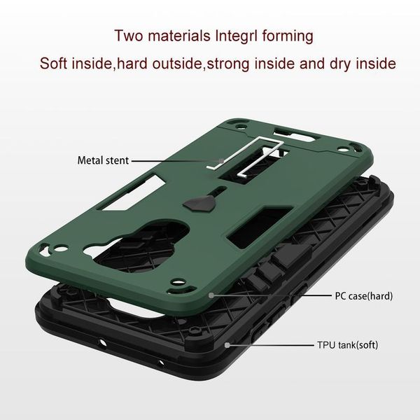 

phone case for xiaomi redmi note 9 9s pro max two-in-one metal bracket with lanyard shockproof anti fall kickstand pu ca qyluoe