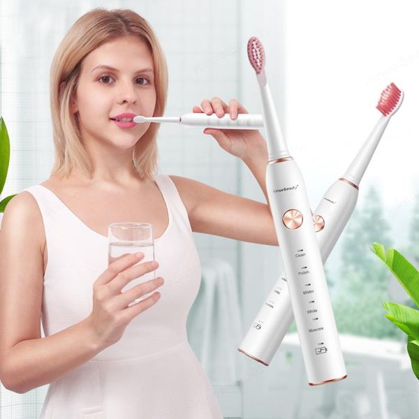 

smart electric toothbrush ipx7 waterproof sonic with 4 brush heads usb fast charge timer 5 modes