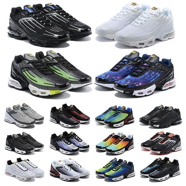 

with box designer new tn plus 3 running shoes men chaussures iii triple white black iridescent green og usa neon mens womens trainers sneake