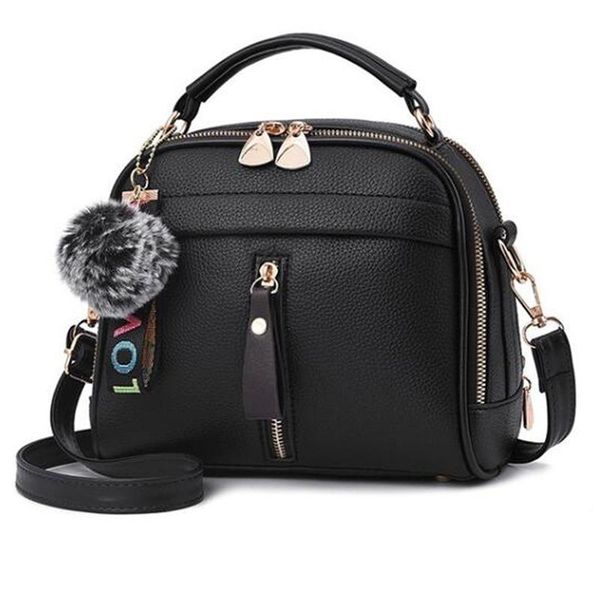 

pu leather handbag for women girl tassel messenger bags with ball bolsa female shoulder bags ladies party crossby bag