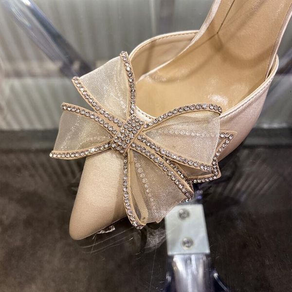 

fashion women summer sandals party webbing pointed toes bowtie womens slides outdoor shoes size 35-41 ing