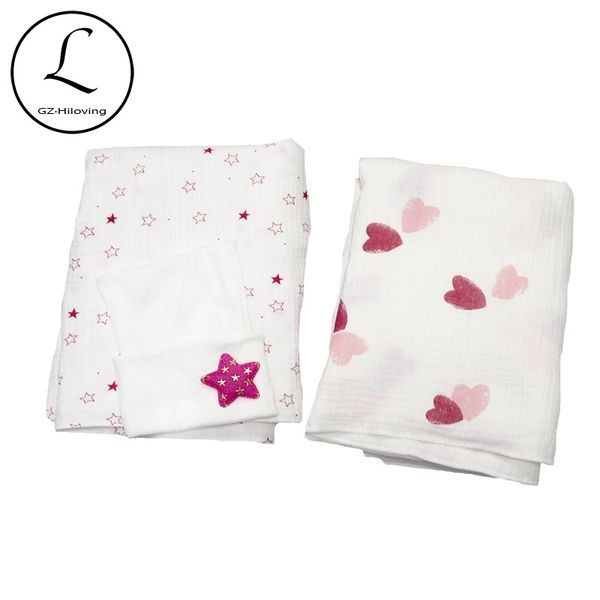 

muslin newborn baby pgraphy props blankets swaddles hat set girls soft swaddle wrap organic cotton bedding towel swaddle y201009