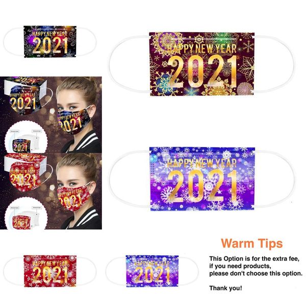 

2021 happy new year celebration colorful printed adults disposable facemask dustproof and breathable protective fashion oupiw