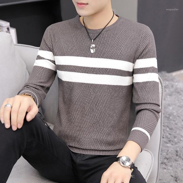 

o-neck striped sweater men winter fashion long sleeve knitted korean style clothing men cotton sweater quality clothes warm1, White;black
