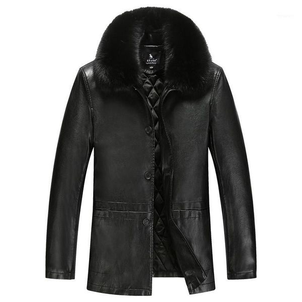 

plus size 5xl 4xl winter luxurious male new fur one male long sheep and wool leather jacket1, Black
