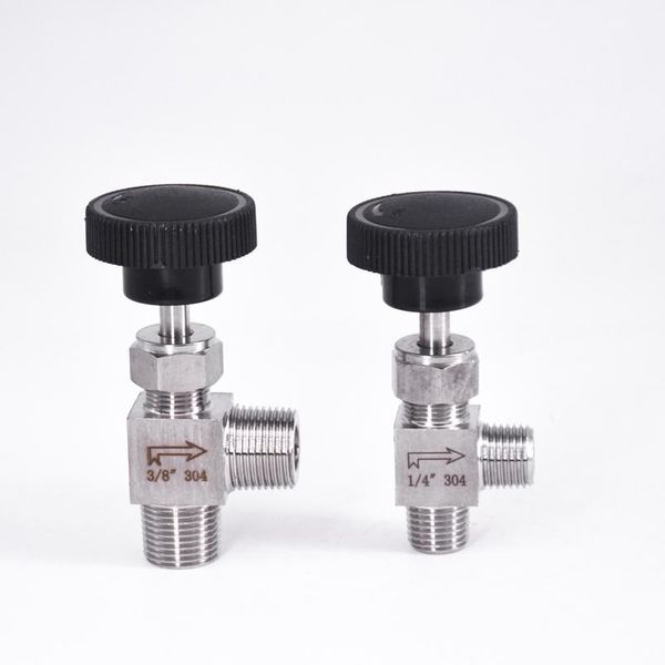

1/8\" 1/4\" 3/8\" 1/2\" bsp male angle needle valve crane elbow 304 stainless flow control water gas oil wmtied