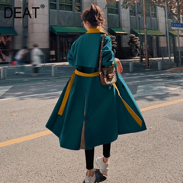 

deat] 2020 new autumn fashion women's trench coat full sleeve with sashes waist slim england elegant long length clothes mx066 1031, Tan;black